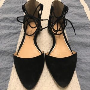 Suede Ankle Wrap Flats